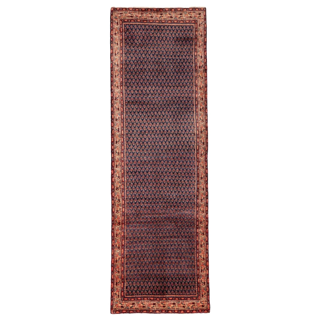 ECARPETGALLERY Hand-knotted Andelz Navy Wool Rug - 3'4 x 11'9