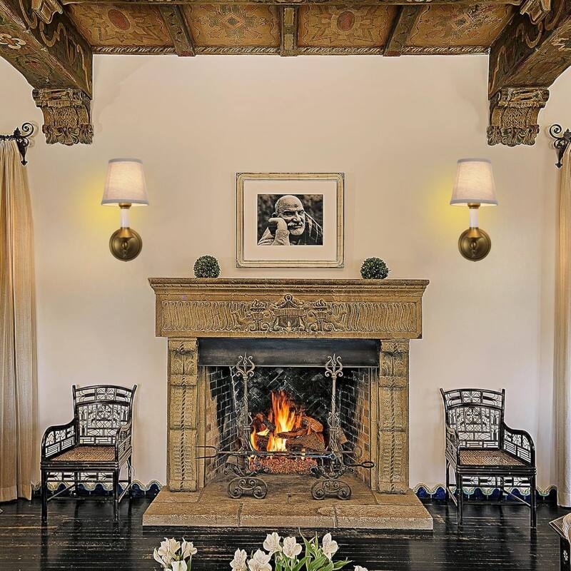 2 Pack wall sconces gold, white wall lighting glass, metal bedroom wall lighting