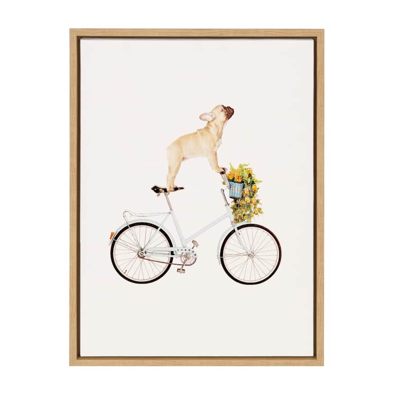 Kate and Laurel Sylvie Frenchie Bulldog Framed Canvas By Amy Peterson - 18x24 - Plastic - Natural