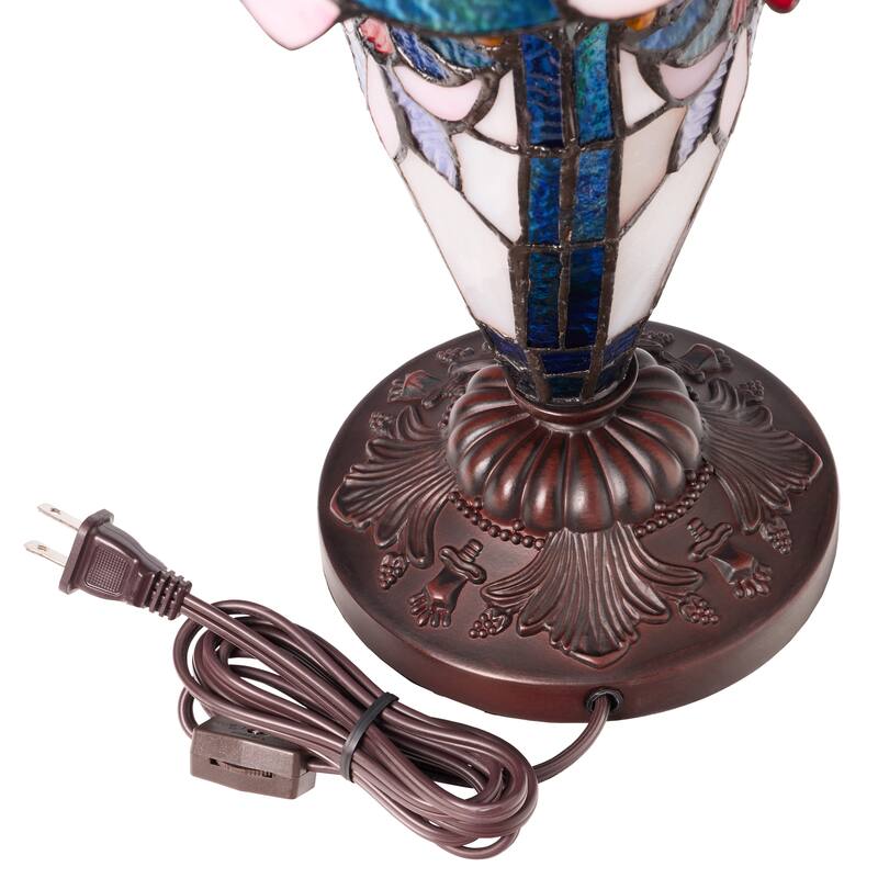 Winslow River of Goods Victorian Double Lit Stained Glass Dome Shade 24.5-Inch Table Lamp - 17.25" x 17.25" x 24.5"