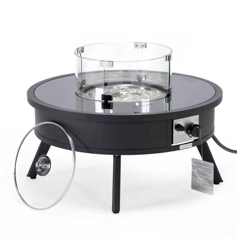 Leisuremod Walbrooke Modern Outdoor Patio Round Fire Pit Table for Porch Backyard Deck - 29