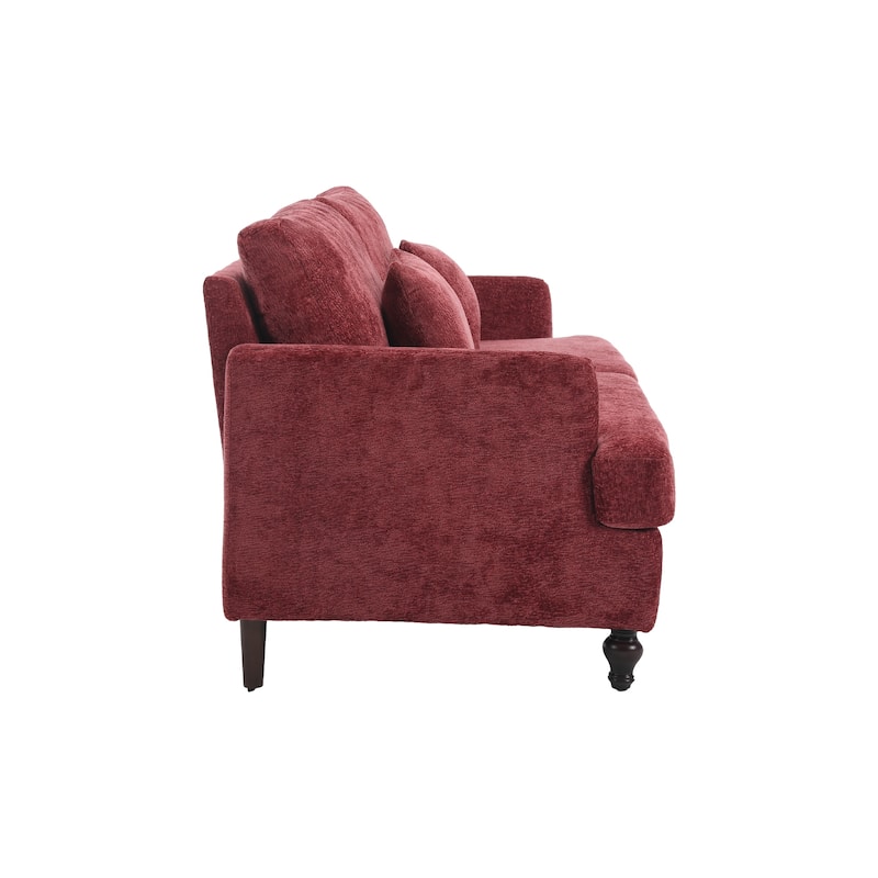 Red 68.9'' Chenille 2-Seater Sofa with Detachable Cushions