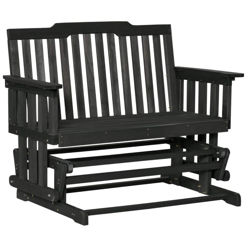 Fir Wood 2-Seater Outdoor Glider Garden Bench Smooth Rocking - 48.75" W x 30" D x 37.5" H - Black