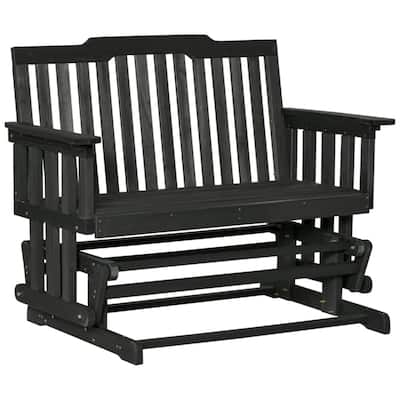 Fir Wood 2-Seater Outdoor Glider Garden Bench Smooth Rocking - 48.75" W x 30" D x 37.5" H