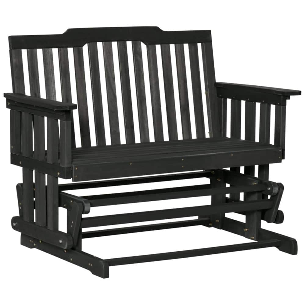 Fir Wood 2-Seater Outdoor Glider Garden Bench Smooth Rocking - 48.75" W x 30" D x 37.5" H