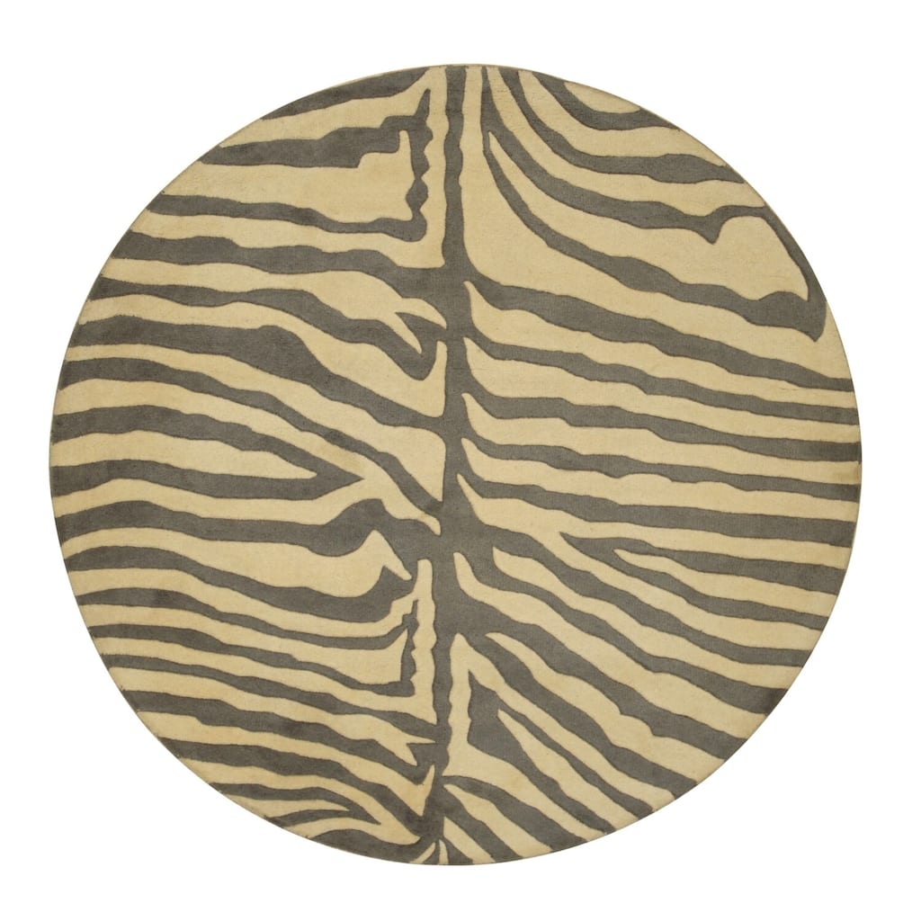 Gray Hand-Tufted Wool Rug, 6' x 6', Plush Stylish Floor Rug - L