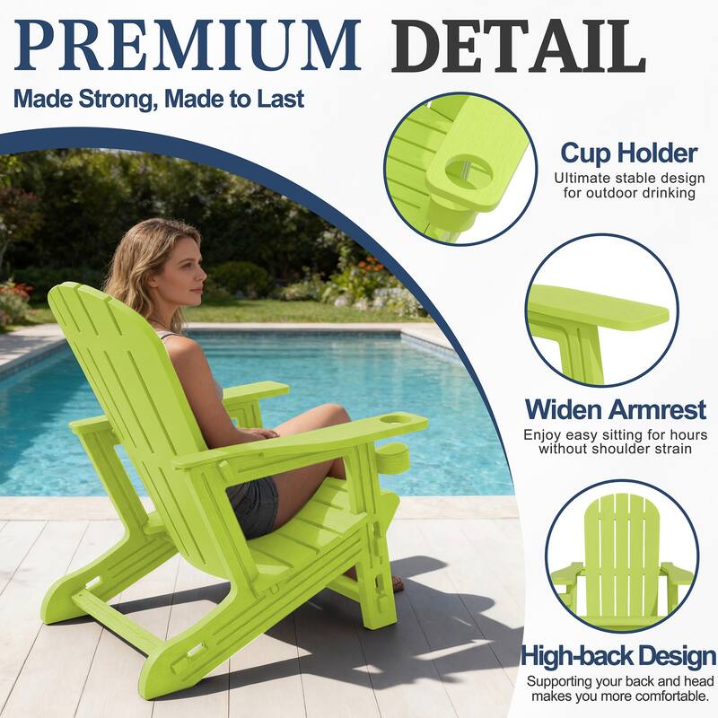 Outdoor All Weather Adirondack Chairs with Movable Footrests, Set of 5/3.