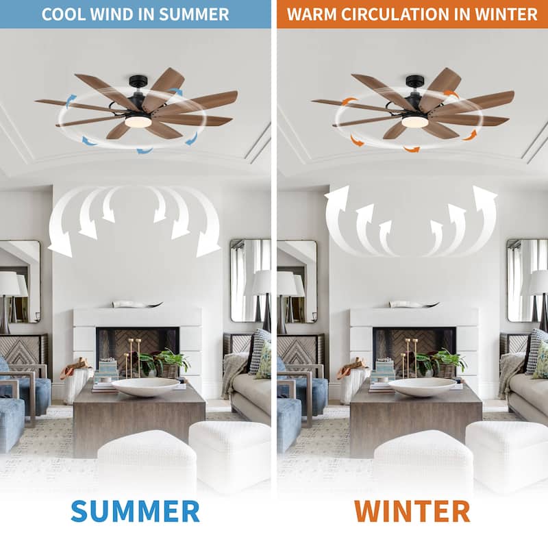 60-inch Black Farmhouse Windmill Ceiling Fan with LED Light and Remote