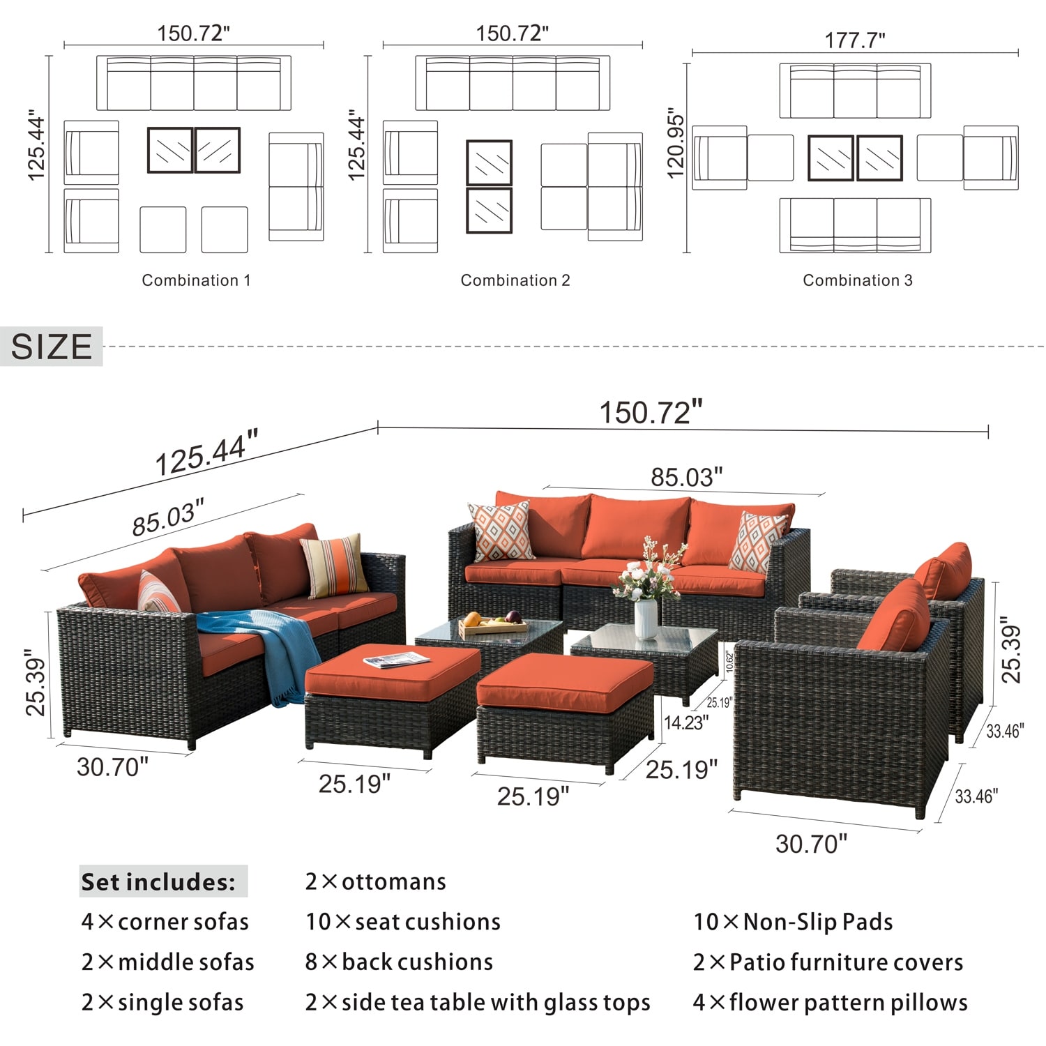 Shop Ovios Patio Furniture Deep Seat Wicker Pillows Sofa Cover Included Outdoor Furniture 12 Piece Set Overstock 30892759
