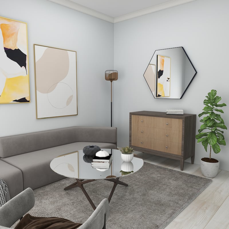 Contemporary Hexagon Wood Wall Mirror - Multiple Finishes and Sizes
