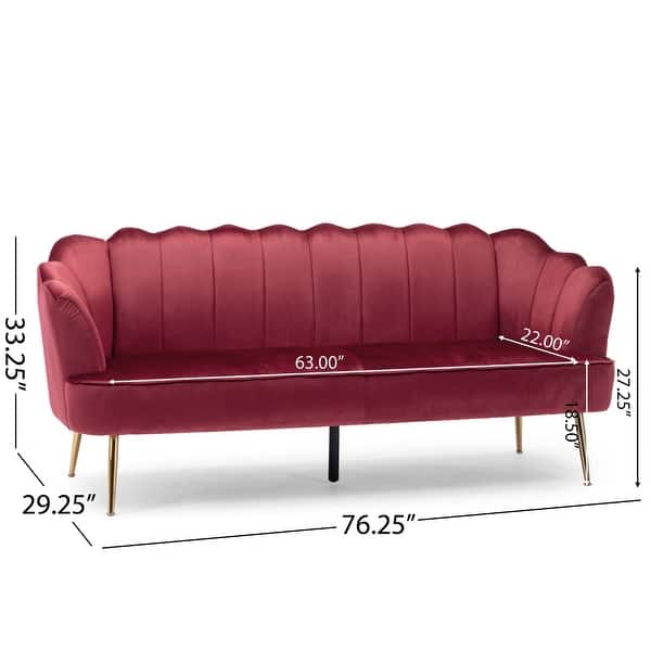 dimension image slide 0 of 6, Reitz Glam Velvet Shell Sofa by Christopher Knight Home - 76.25" L x 29.25" W x 33.50" H