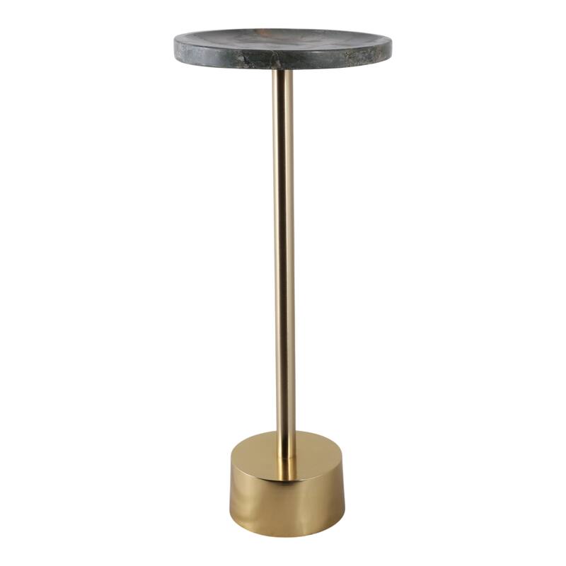 Stone Metal Side Table Modern Round Top Pedestal Base - 24" Green - 24.0"