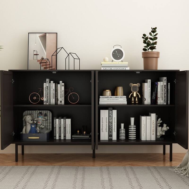 Black Wood Sideboard Cabinet – Versatile Storage For Dining Room, Living Room, Kitchen, Bedroom, Or Hallway‌