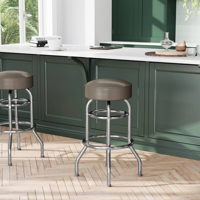 Double Ring Chrome Barstool - 20.5"D x 20.5"W x 30.25"H