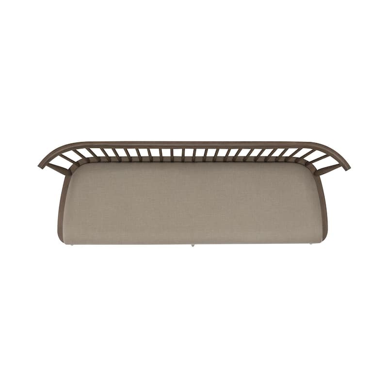 Americana Farmhouse Dusty Taupe Upholstered Windsor Bench