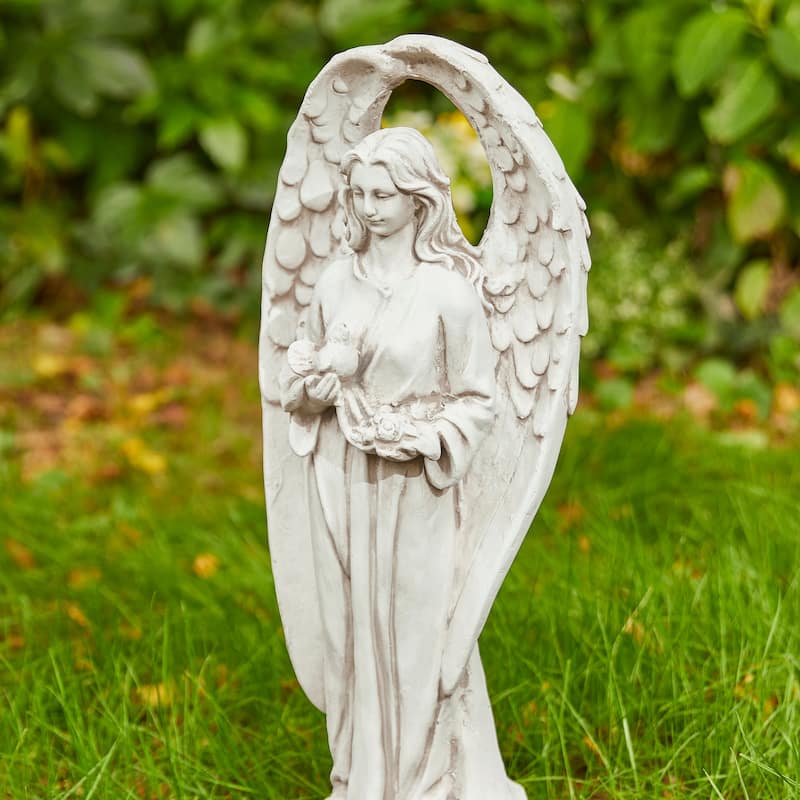 Glitzhome 20.5"H MGO Standing Archangel Garden Statue Outdoor Indoor Sculpture