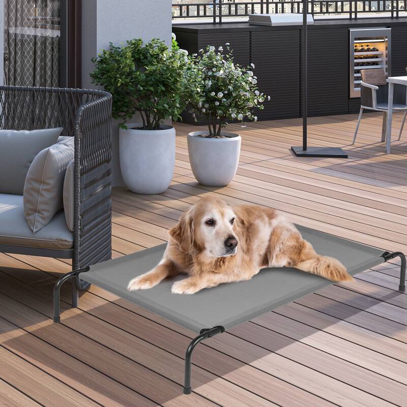 Loght Grey Large Elevated Dog Bed Perfect for Indoor and Outdoor - 50"D x 31"W x 8"H