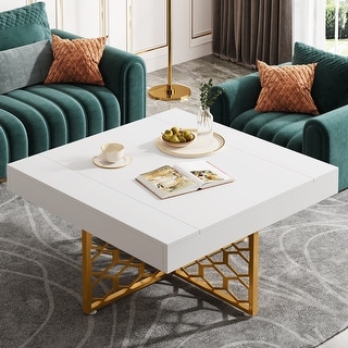 35-inch Square Coffee Table with Metal Legs for Living Room - Bed Bath ...