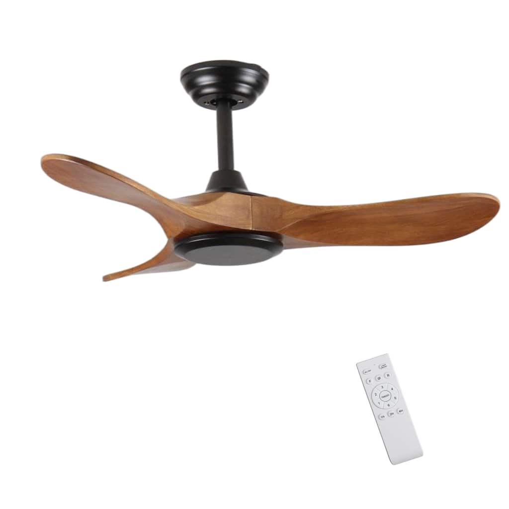 36" Wood Ceiling Fan NO light, 3 Reversible Blades, with 6 Speeds Reversible DC Motor, Low Profile Ceiling Fan with no light