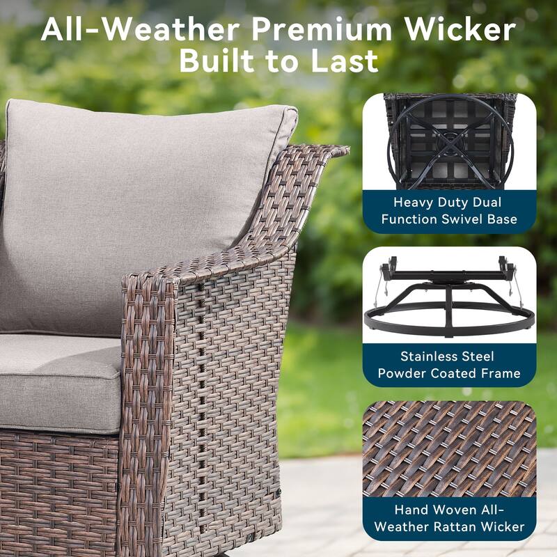 Pocassy All-Weather Rattan Patio Funiture Set
