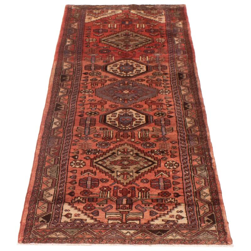 ECARPETGALLERY Hand-knotted Anadol Red Wool Rug - 3'7 x 9'9