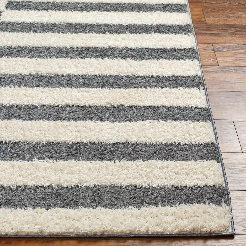 Livabliss Rodos Modern Striped Plush Area Rug