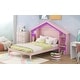 preview thumbnail 38 of 41, Rustic Wood Platform Bed with House-Shaped Headboard & Built-in LED