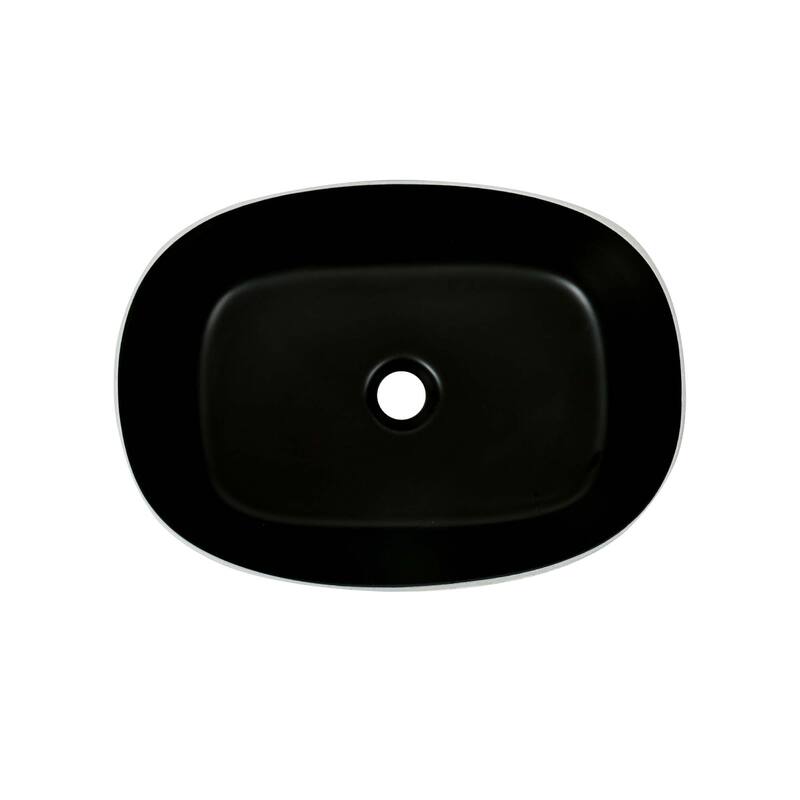 20" x 14" Modern Oval Vessel Sink - Matte White Exterior with Black Interior - 20" x 14"
