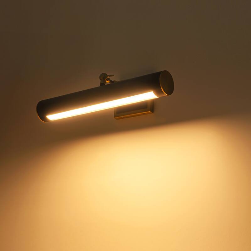 1-Light Mid-Century Modern Black&Gold Linear Bathroom Vanity Light/Picture Lights for Wall - 15.7 in. W x 9.4 in. H x 9.4 in. D