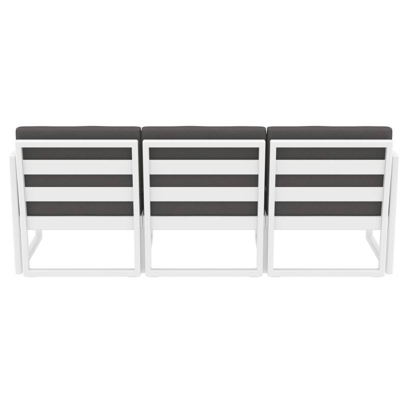 79" White Outdoor Patio Sofa with Sunbrella Charcoal Gray Cushion