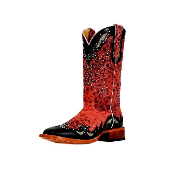 womens red square toe cowboy boots