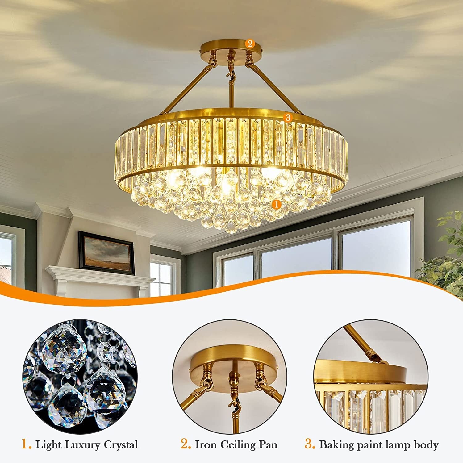 Everly Quinn Semi Flush Mount Round Light Fixture 6 Light Fixture Finish Gold Wayfair