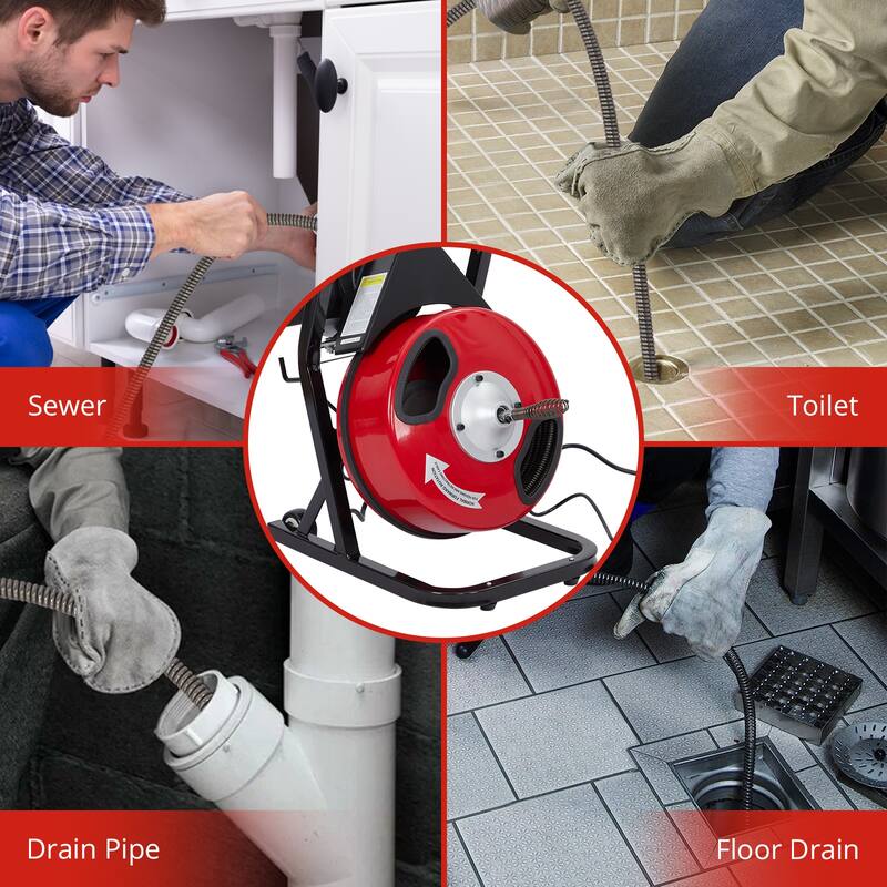 50 Ft X 1/2 Inch Drain Cleaner Machine for 1 to 4 Inch Pipes