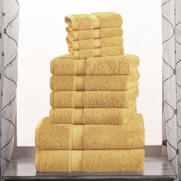 Superior Egyptian Cotton Pile Heavyweight 10-Piece Towel Set - Gold