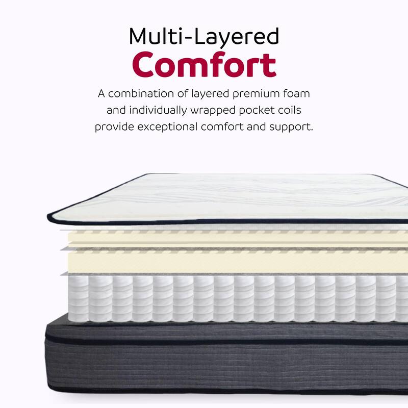 GrandLux Medium 14-inch Memory Foam Hybrid Mattress in a Box