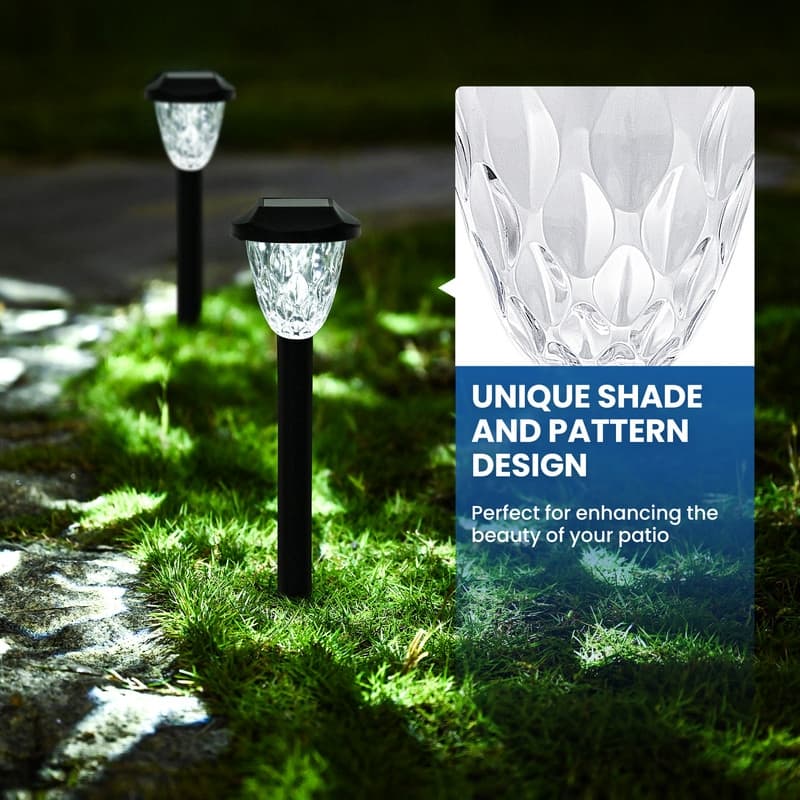 Solar Outdoor Lights, Bright Solar Pathway Lights, Waterproof Solar Lights, Cold White