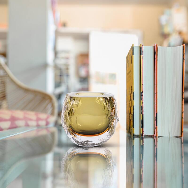 Dusty Olive Crystalized Glass Vase- Tall