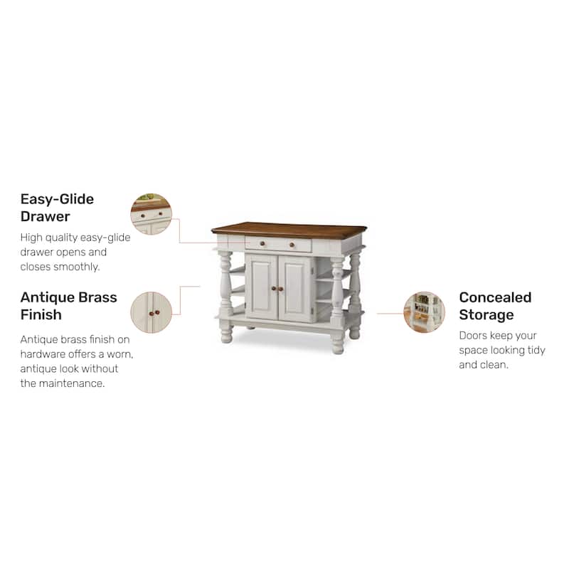 Americana Off-White Kitchen Island With Storage