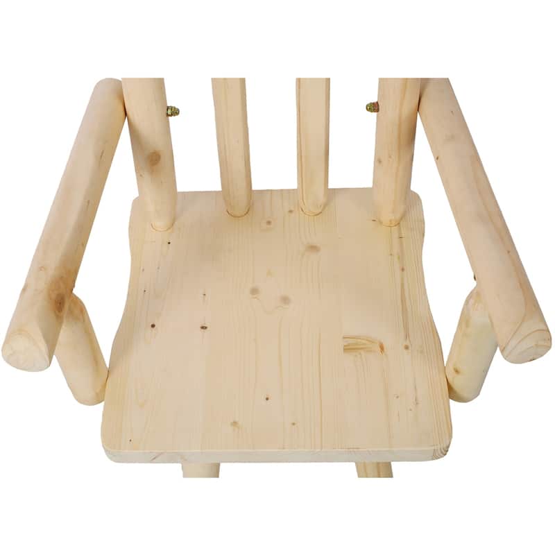 Rustic Bar Stool-Fir Wood Construction,Chair w/Footrest,Wide Armrest