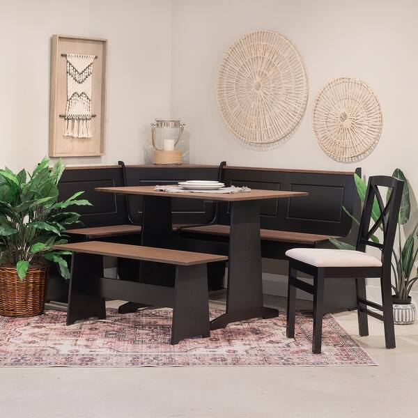 Middlecreek Wood Farmhouse Breakfast Nook Dining Set