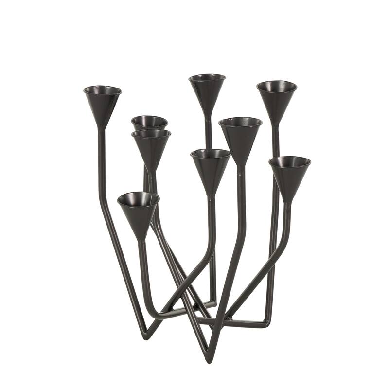 Black Metal Taper 9 Slot Decorative Candelabra - 11"W x 12"L x 14"H