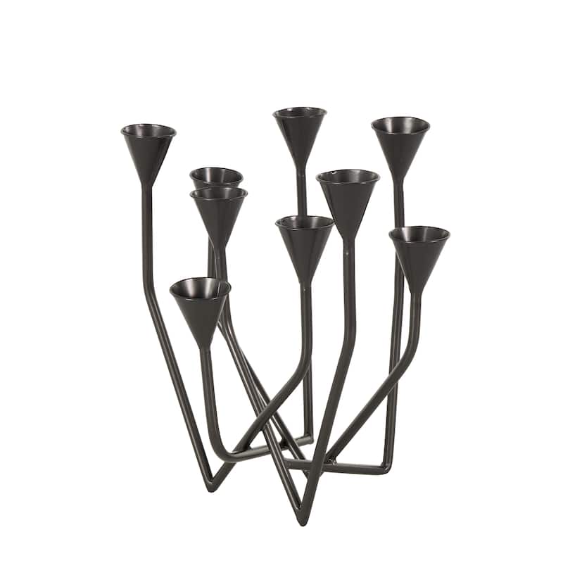 Metal Taper 9 Slot Candelabra - Black - Roche River Decor - 11"W x 12"L x 14"H