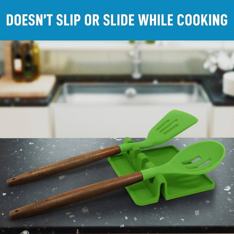 Zulay Kitchen Silicone Utensil Rest with Drip Pad