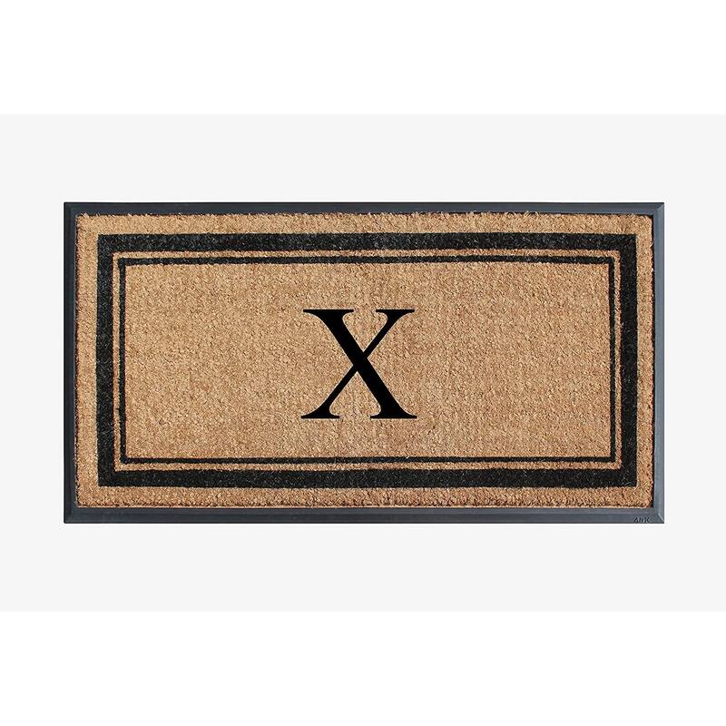 A1HC Picture Frame Natural Rubber & Coir Large Monogrammed Doormat 24"x48" - X