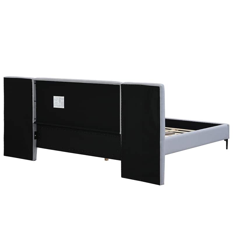 Christopher Knight Home - Elise Boucle Upholstered Bed with Integrated Lights and Shelves