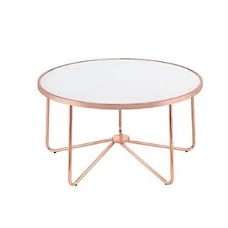Striking Coffee Table, Frosted Glass & Rose Gold