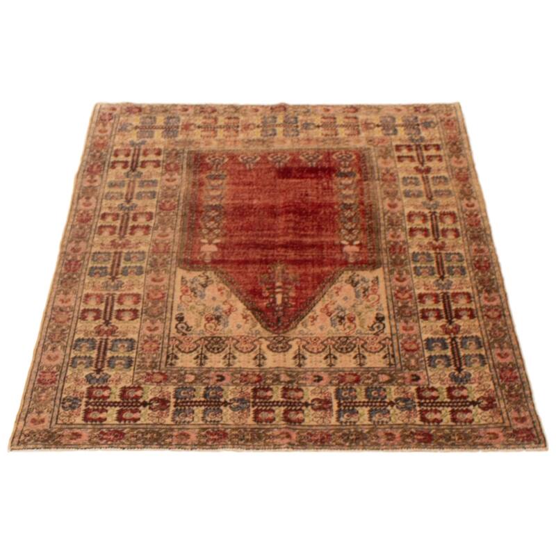 ECARPETGALLERY Hand-knotted Hereke Red Silk Rug - 4'0 x 5'5