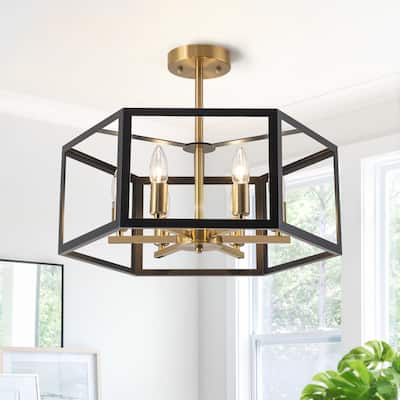 Starsky 6-light 19in Geometric Industrial Ceiling Light Unique Round Semi Flush Mount
