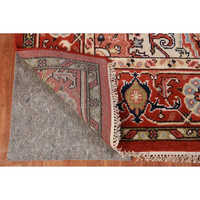 Hand Knotted Oriental 100% Wool Carpet Traditional Medallion Beige & Ivories Heriz (serapi) Area Rug - 10' 3'' X 7' 8''