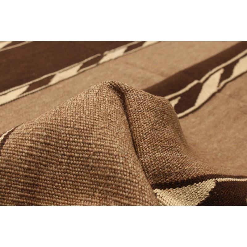ECARPETGALLERY Flat-Weave Ankara FW Brown Wool Kilim - 5'2 x 16'5